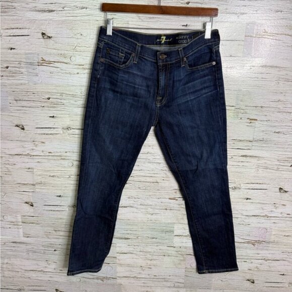 7 For All Mankind Skinny Crop and Roll Jeans Cuffed Dark Wash size 31 - Picture 1 of 9